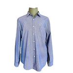 Perry Ellis Men's Blue Geo Print Button Front Shirt XXL Cotton Long Sleeve VG