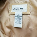 CHEROKEE Women Beige Suede Leather Jacket Button Front Coat Size 16W