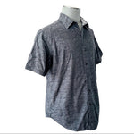 Robert Graham Gray Cotton Short Sleeve Button Front Classic Fit Shirt Size L