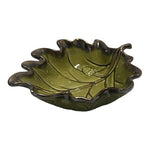 Art Deco Hand Painted Ceramic Bowl Leaf Acorn 7.75" Green Gold Fall Serving VNTG
