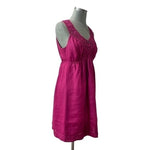 Studio M Womens Burgundy Purple Floral Embroidered Linen Knee Length Dress L EXC