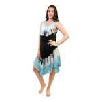 Women's Floral Embroidered Tie Dye Umbrella Midi Dress One Size Sleeveless NWT