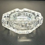 Art Deco Crystal Ashtrays Pair 3" Lead Accents Vintage 1930s Style Set of 2