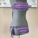 Boho Purple Multicolor Bikini Set 2-Piece Swimsuit Size S/M Cup B Polyester
