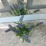 Artificial Lavender Plant White Cement Planter 12" Indoor Outdoor Faux Floral VG