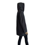 JASON KOLE Women's Charcoal Grey Wool Coat Size M Hooded Button Front Lined VG