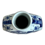 Rare Vintage Blue White Floral Porcelain Vase Two Handled 10.5" Profile China VG