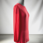 ELLE Pink Modal Long Sleeve Scoop Neck Blouse Women XS Sheer Ruched Top