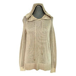 Michael Kors Lurex Gold Metallic Mesh Crochet Knit Hooded Pullover Womens Sz S