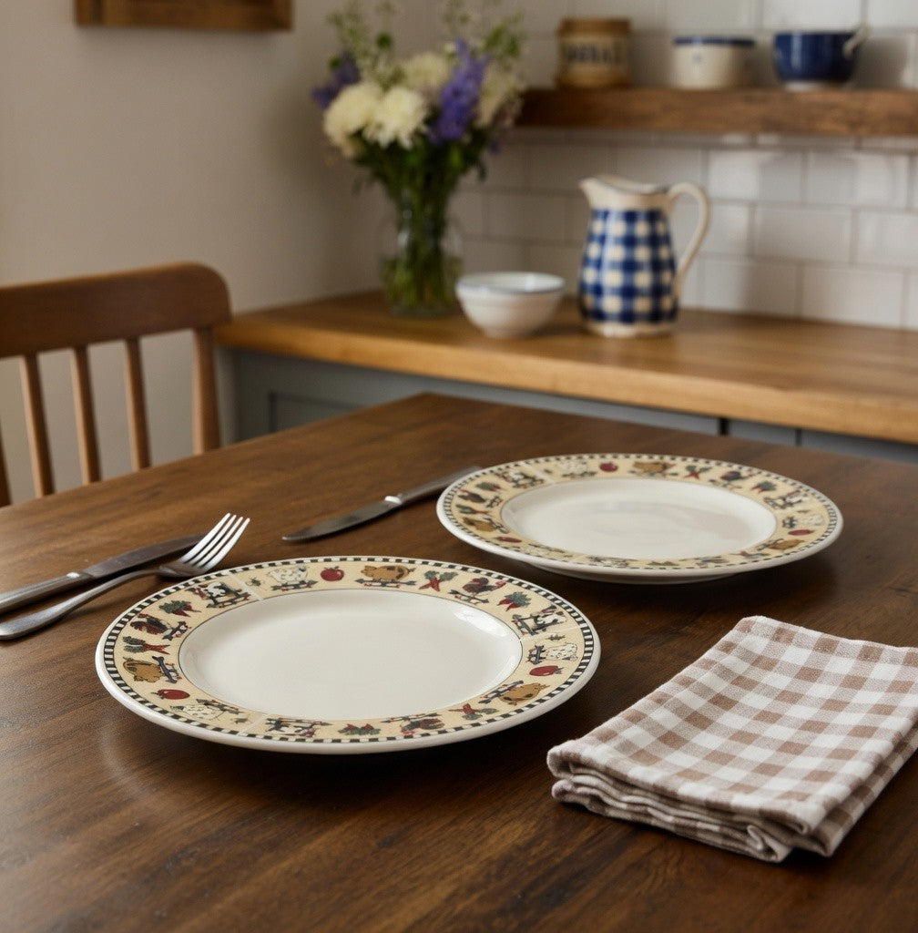Sakura Majesticware Country Gathering Dinner Plates Set of 2 Leslie Beck 10.75"