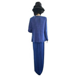 Alex Evenings Blue Glim Sleeveless Maxi Dress & Long Sleeve Blazer Suit Size 16