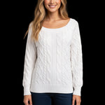 RIHOAS Romance Cable Knit Sweater White Long Sleeve Pullover Size S NWT