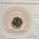 2008 Presidential Martin Van Buren Dollar Coin Certificate Asset Grading NIB