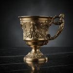Antique Victorian Gilt Repousse Footed Cup Cherub Putti Figural Handle 3.75" G