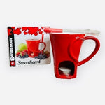 SWISSMAR Sweetheart Chocolate Fondue Set Ceramic Mug 2 Fork Candle Valentine NIB