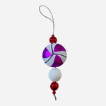 Vintage Beads Tassel Christmas Ornament Swirl Drop Red Pink White 6.5” Xmas