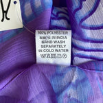 Highness Women's Purple White Leaves Print Sheer Tunic Beach Cover Up NWT