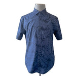 Fundamental Coast Men's Blue Westport Tropical Palm Print Shirt L Cotton EXC