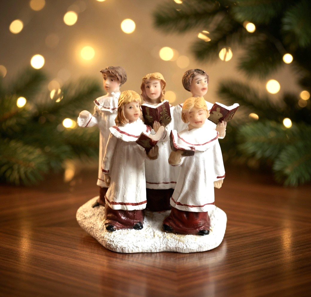 Vintage Children Choir Singers Christmas Figurine 5-Piece Group 2.5x2.5" Resin G