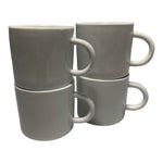 Set 4 Crate & Barrel White Porcelain Espresso Cups 2.5" Contemporary Coffee Mugs