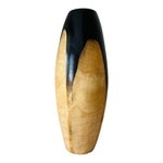 Tall Organic Wood Vase Scandinavian Modern Brown Tan 15" Thailand Dry Flowers