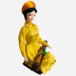 Vintage Vietnamese Girl Doll 10" National Costume Handmade Artisan Ao Dai VG