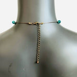 Vintage Teardrop Turquoise Pendant Beaded Necklace 20-23" Dress Costume Jewelry