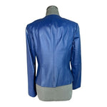 NEWPORT NEWS Blue Leather Zip Up Motorcycle Jacket Women’s Size 10