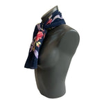 Echo Navy Blue Floral Silk Scarf 34x34 Square Multicolor 100% Silk Shawl VG