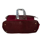 Weekend BAG Burgundy Red Velvet Leather Tote Bag Shoulder Bag New Without Tag