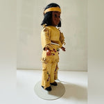 Vintage Native American Indian Girl Doll 8" Beaded Leather Handmade Blink Eyes