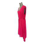 Vince Camuto Women's Magenta Pink Silky Asymmetrical V-Neck Dress XL $146 EXC