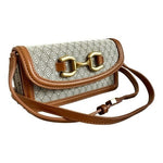 ZARA Tan Brown Small Crossbody Bag PU Leather Canvas Flap Satchel Purse