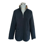 Women’s Reversible Quilted Jacket Black Brown Zip Front Coat Size 8