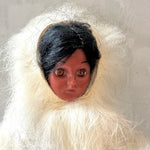 Vintage Alaska Inuit Girl Doll 8" Handmade Souvenir Blinking Eyes Collectible VG
