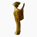 Rare Vintage Geisha Bronze Statue 10" Awa Odori Dancer Japanese Gold Figurine VG