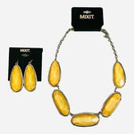 MIXIT Chunky Statement Necklace Earrings Set Yellow Silver Costume Jewelry NWT