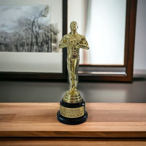 Hollywood Best Doctor Award Figurine 7.5" Gold Trophy Statue Brown Base