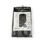 RICHARDS Black Satin Hanging Jewelry Organizer 37 Zippered Pockets Travel Storag