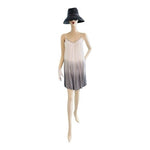 Bali Queen Women's White Grey Metallic Bead Neckline Dress Midi Rayon Adjustable