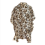 Women Top BETHANY Animal Print Button Front Shirt Chiffon Ruffled Sleeve Blouse