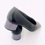 STUART WEITZMAN Black Leather Low Heel Pumps Mirrored Accent Women’s 5.5
