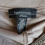 R&M Richards Women's Mocha Gray Rhinestone Neckline Sheath Dress M Sleeveless VG