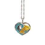 Dolphin in Love Pendant Necklace Blue Rhinestone Silver Gold Costume Jewelry New