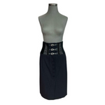 MARIA GRAZIA SEVERI Womens Skirt IT 42 (US 6) Black Bustier Midi Front Slit VG