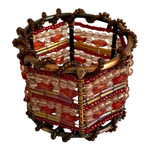 Pier 1 Moroccan Beaded Napkin Rings Copper Red Gold Boho Set of 4 EXC