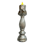 Vintage Style Single Stag LED Candelabra Battery Operated 15.5" Silver NIB