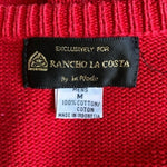 Mercedes Rancho La Costa Men's Red Cotton V-Neck Sweater M Competition Very Good