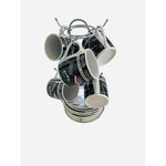 Vintage FASHION 12pc Espresso Coffee Set Silver Holder Black White Red Porcelain