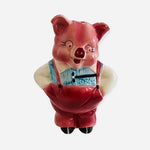 Vintage Pink Ceramic Piggy Bank Hand Painted Japan 7" Collectible Coin Bank Rare
